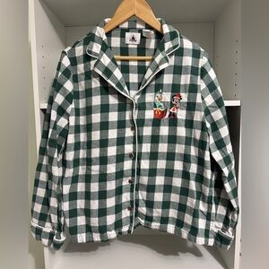 Disney Minnie Mouse & Daisy Duck Holiday green plaid flannel pajama SET Size Med